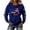 Dark Blue#1035FF, variant on AHMOMEI Women's 250th Anniversary Print Shirt America 1776-2026 250th Anniversary Long Sleeve Waffle Knit 4th of July Women's Sweatshirts
