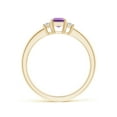 thumbnail image 2 of ANGARA Natural Amethyst and Diamond Three Stone Ring in 14K Yellow Gold for Women (Size-6x4mm) | February Birthstone, Birthday, Anniversary, Jewelry Gift for Women | Natural Amethyst Ring, 2 of 9