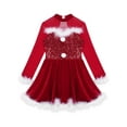 thumbnail image 4 of renvena Kids Girls Shiny Sequins Christmas Snowman Long Sleeve Mock Neck Tutu Dress Figure Skating Dancewear Size 6-16 A Red 16, 4 of 7