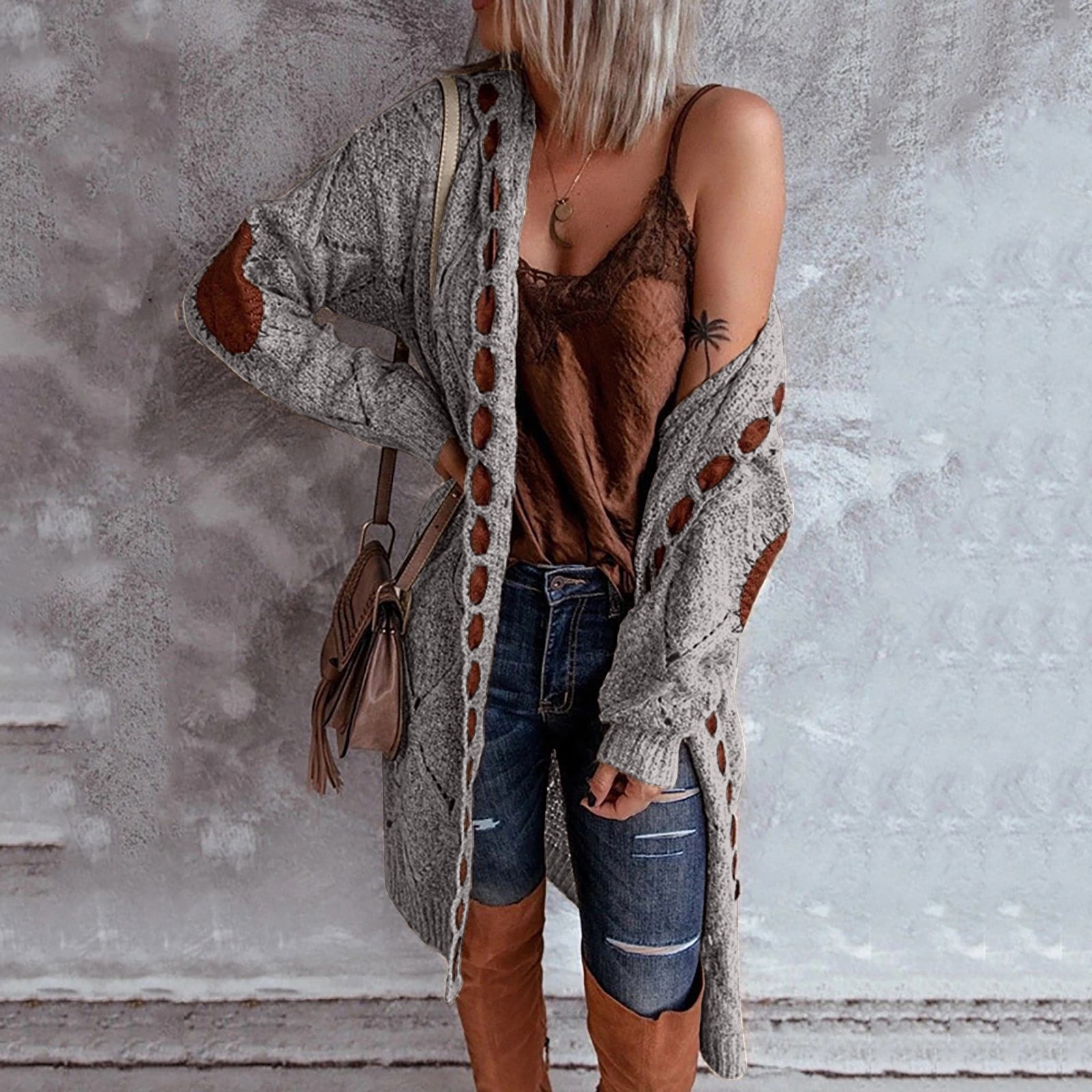 Xzngl Women s Open Front Long Sleeve Cardigan