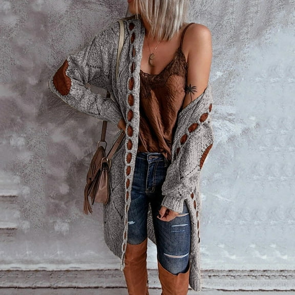 Babysbule Womens Cardigans Clearance Fashion Women Long Sleeve Casual Long Cardigan Coat Sweater Outerwear Women's Top Clearance Blouse