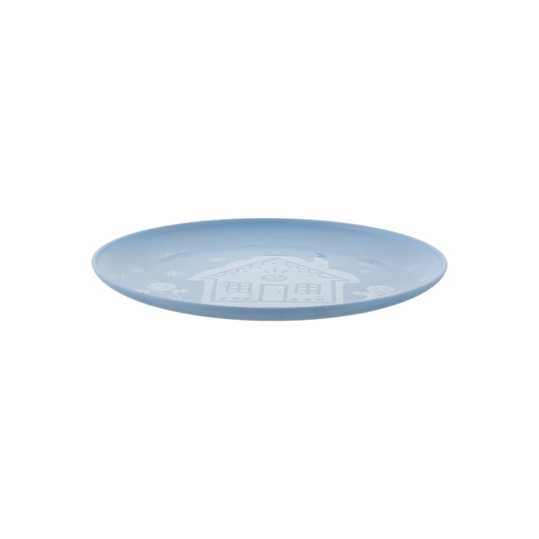 Mainstays 12-Piece Plastic Etched Gingerbread Dinnerware Set, Blue