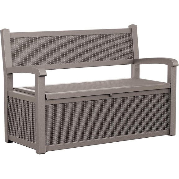 75 Gallon Storage Bench Deck Box Outdoor Indoor,Lockable Durable All-Weather Seating with Hidden Storage,Deck Storage for Garden, Pool, Patio,Gray