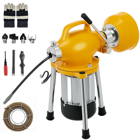 Soonbuy GQ-80 Electric Drain Cleaner Machine, 82FT Auto-Feed Drain Auger Sewer Snake (66 ft x 5/8"   16 ft x 3/5"), 500W 400 RPM Portable Drain Drill with 6 Knife Heads for 1.6"-4" Pipes