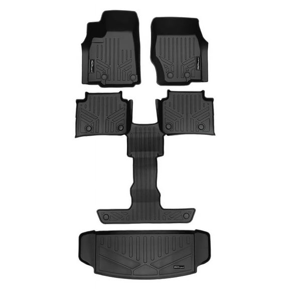 SMARTLINER Custom Fit 3 Rows & Cargo Liner Behind the 3rd Row Set Compatible With 2021-2025 Jeep Grand Cherokee L (Only 6 Passenger Models Without 2nd Row Center Console/ without Sub in Cargo Area)