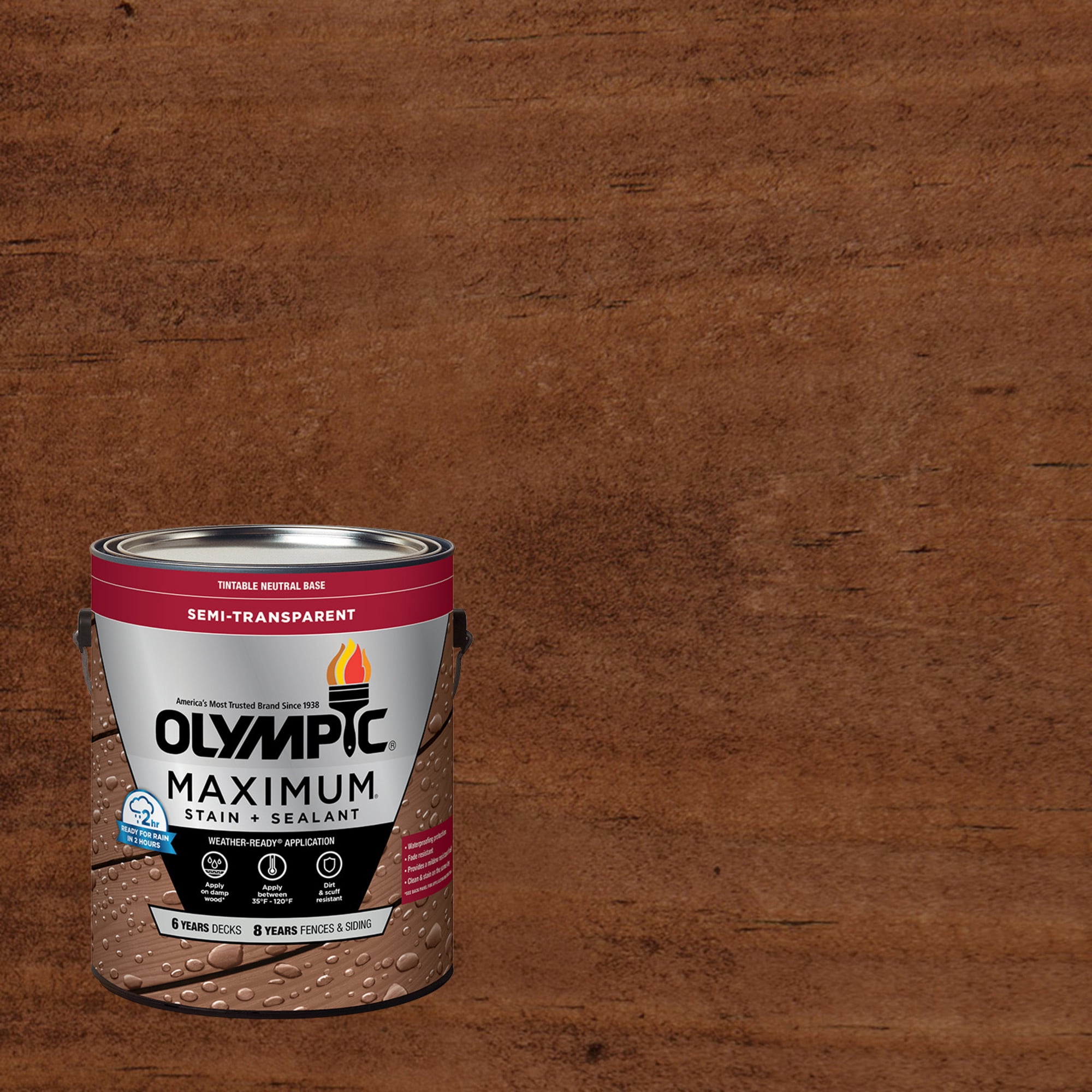 (2 pack) Olympic Maximum 1 Gallon ST-2011 Dark Mahogany Semi-Transparent Exterior Stain and Sealer in One Low VOC