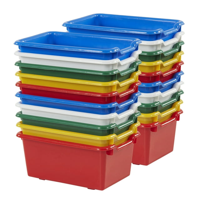 ECR4Kids Bacs de Rangement Polyvalents à l'Avant, Compatibles avec les Compartiments, 20 Pcs - Assortis