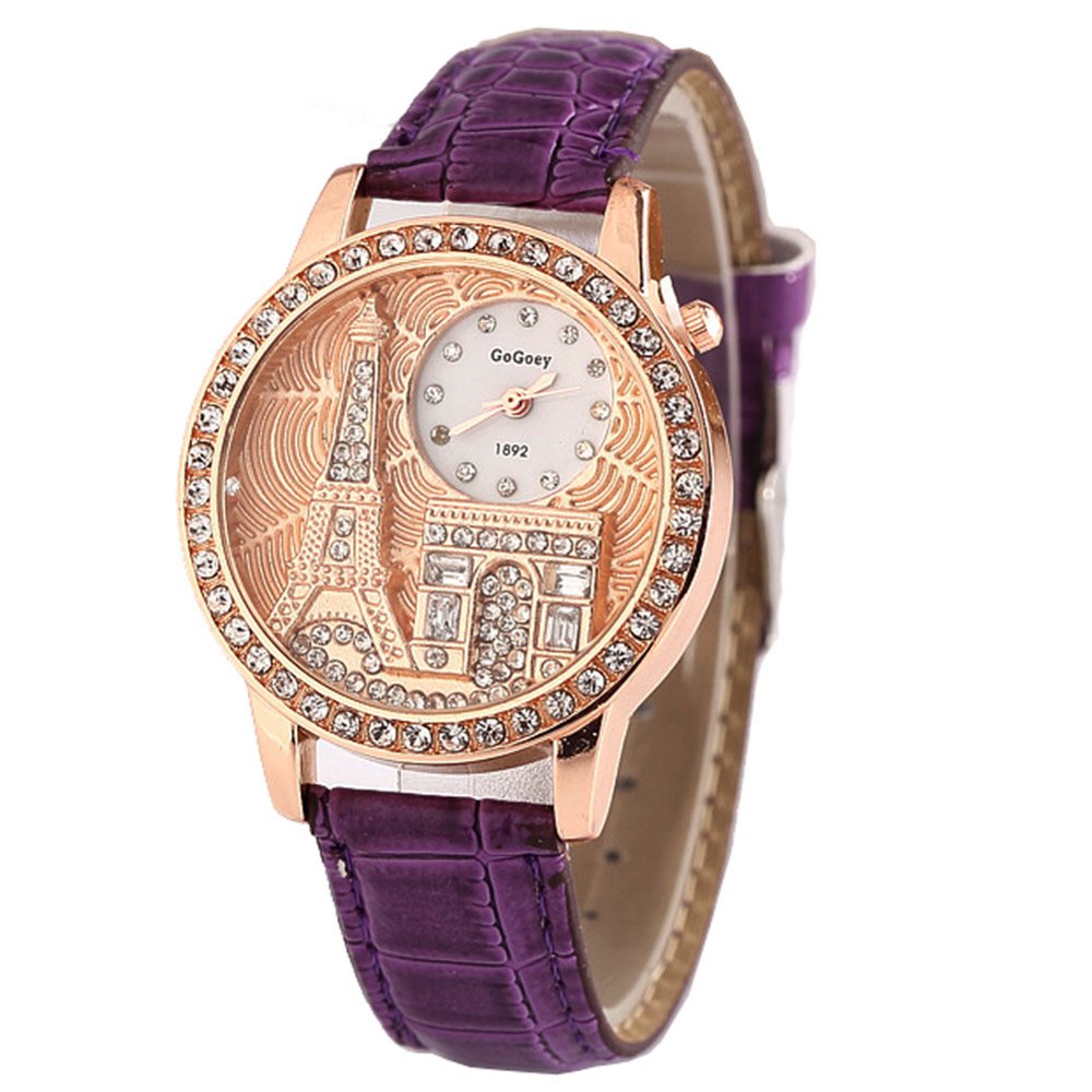 AKDSteel Women Fashionable Watches Luxury Diamond Eiffel Tower Watch