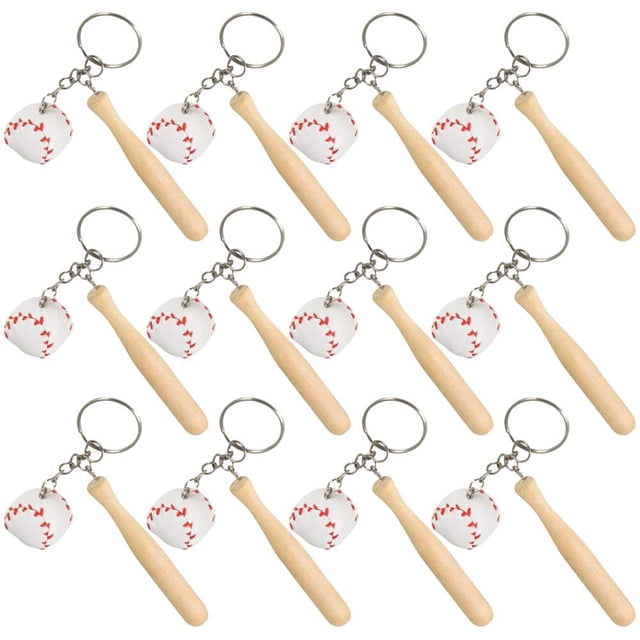 Mini bate de madera de 3 pulgadas con llavero de béisbol, para niños a partir de 8 años, juego de 12: perfecto para obsequios de equipo, deportes y recuerdos, fiestas de victoria Fason HMHZ613