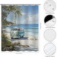 thumbnail image 2 of Tour Bus Shower Curtain Palm Tree Beach Ocean Surfboard Surf RV Summer Hawaii Coastal Theme Seaside Vacation Beach Camping Car Bathroom Curtain Decor Set with 12 Hooks 72x72 inches (B), 2 of 6