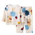 thumbnail image 2 of 1-12years Children's Cute Printed Sets Button Long Sleeve Shirt Long Pants Two-piece Set for Boys Girls Kids, 2 of 3