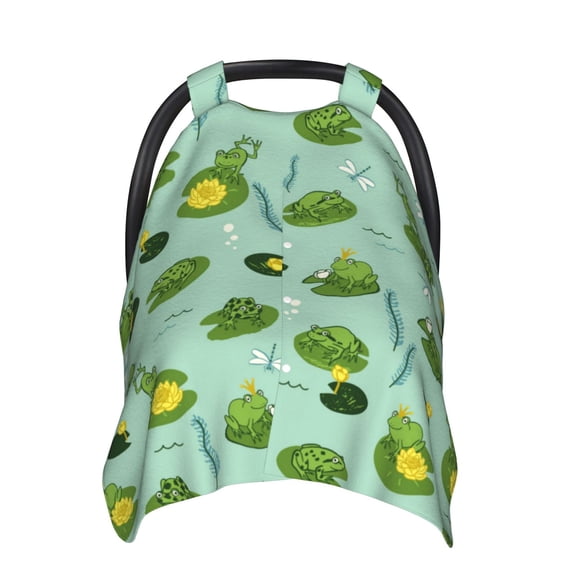Car Seat Cover Baby - Froggs In The Lake Breathable Infant Car Seat Cover for Baby Carseat, Lightweight Comfort Baby Essentials Must Haves Newborn Stuff for Girl Boy