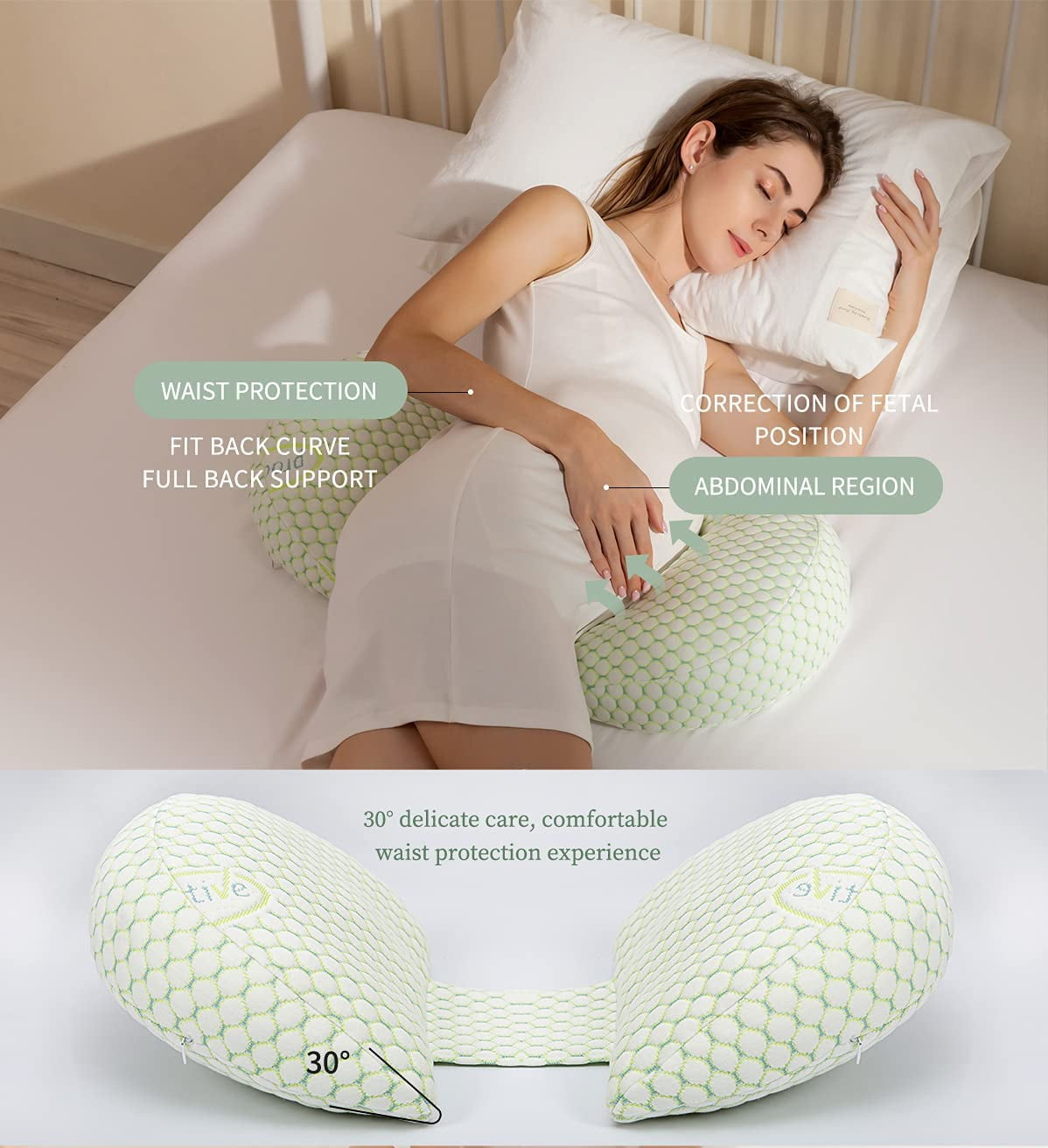 1set Animal World Printed Multifunctional Waist Support Side Sleeping  Pregnancy Pillow, Suitable For Back, Leg, Belly, Buttock, With Connection,  The Distance Between Pillows Can Be Adjusted Flexibly. The 30-degree Buffer  Slope Design