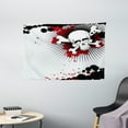 thumbnail image 1 of Halloween Tapestry, Skull with Crossed Bones over Grunge Background Evil Scary Horror Graphic, Wall Hanging for Bedroom Living Room Dorm Decor, 60W X 40L Inches, Pearl Red Black, by Ambesonne, 1 of 2