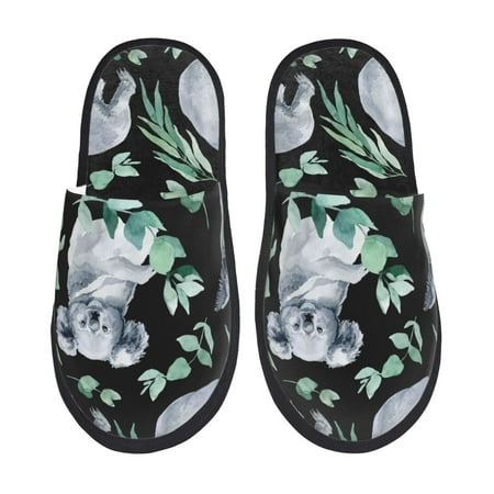 Balery Cartoon Koala Bear Slient Indoor Furry Fleece Comfort House Shoes Soft Non-Slip Home Shoes Cotton slippers House Slippers-- Medium