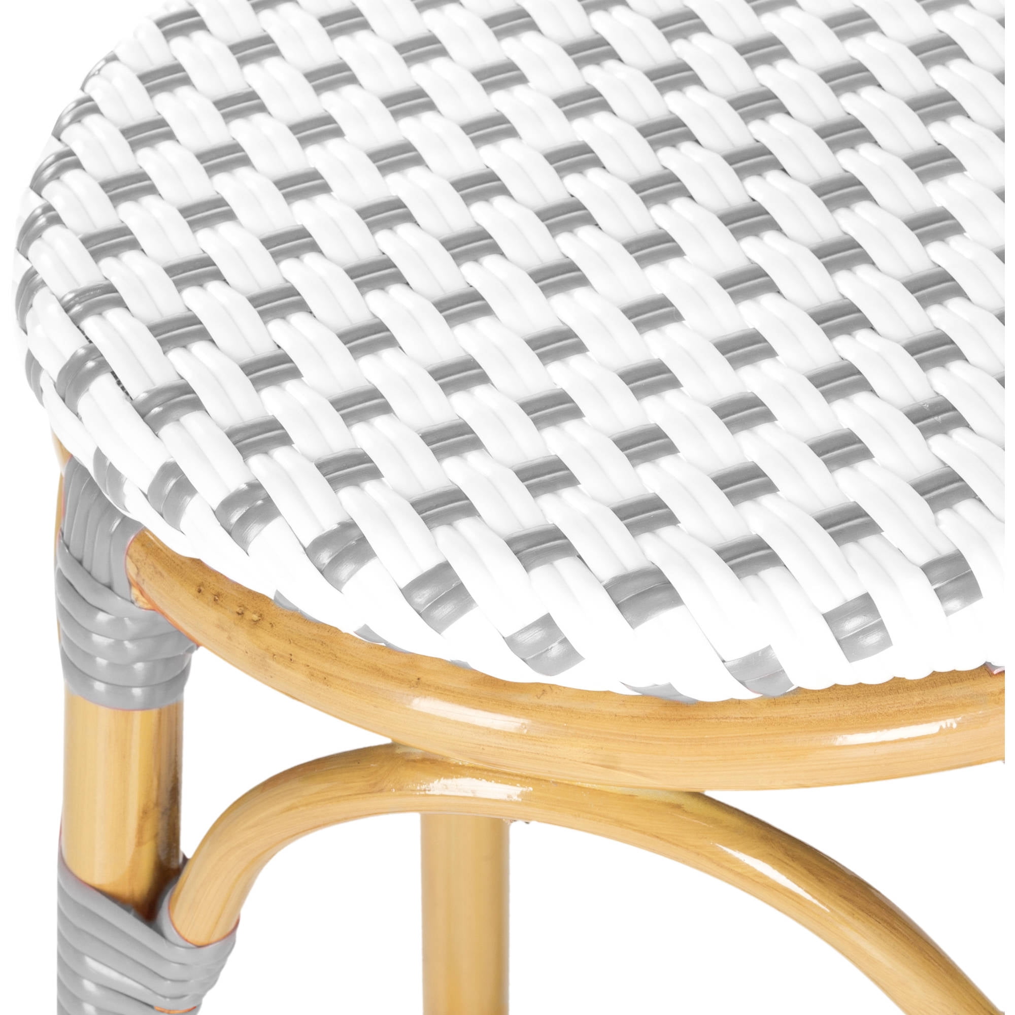 SAFAVIEH Kipnuk Outdoor Patio Rattan Bar Stool, Grey/White
