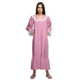 thumbnail image 3 of Moomaya Button Down Maxi Nightdress Long Sleeve Printed WoMen's Cotton Nightwear, 3 of 5