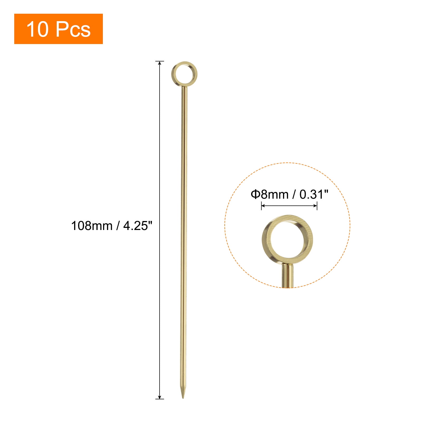 Unique BargainsCocktail Toothpicks Metal Picks for Party Drinks Appetizer 10 Pcs Gold