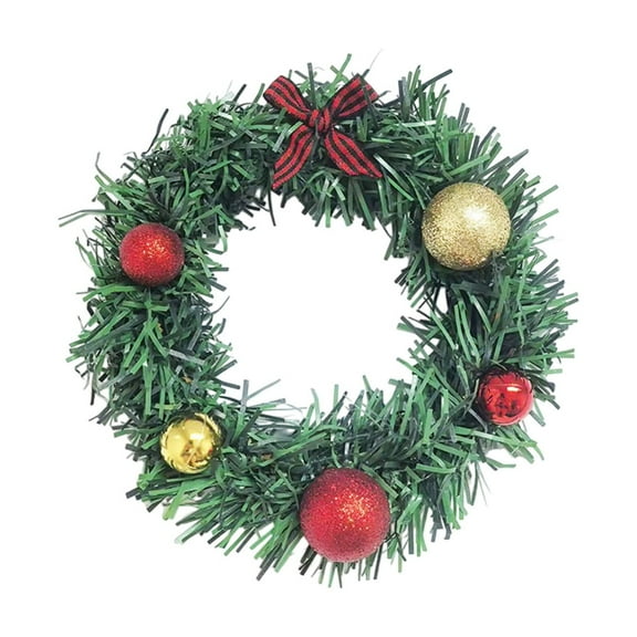 Artificial Christmas Mini Wreath Mixed Frosted White Pine Red Berry Xmas Balls Pinecones Accent Candle Rings Wreaths for Winter Fireplace Mantels Home Holiday Decorations 6 Inch
