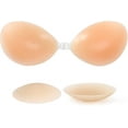 thumbnail image 4 of Reusable Sticky Bra with 1 Pairs Nipple Covers, Adhesive Bra, Strapless Bras for Women, Invisible Push Up Silicone Bra, Nude, C, 4 of 8