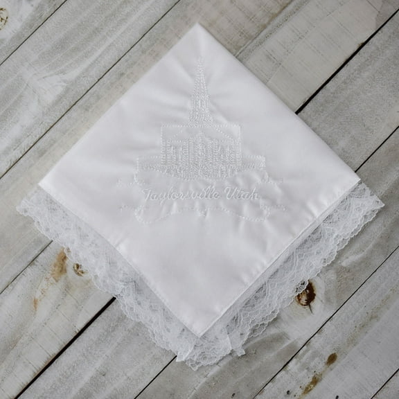 Ringmasters Taylorsville Utah Temple Hanky with Lace