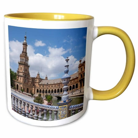 3drose, Spain, Andalusia, Seville. Plaza De Espana Scenic., 15oz Two-tone Yellow Mug