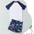 thumbnail image 5 of Baby Boy Swim Trunks Kids Boys Short Sleeve Sunsuit Swimwear Toddler 2 Piece Beach Sunscreen Swimsuit Bathing Suits for Teens White 8 Years-9 Years, 5 of 7