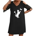thumbnail image 1 of Vestidos de manga corta con hombros descubiertos y encaje con cuello en V estampado sexy de verano para mujer Fridja bnh5581, 1 of 6