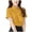 Yellow, variant on Ladies Chiffon Short Sleeved Summer Thin Loose Korean Temperament Plus Size Slim Top Cute Button down Shirts for Women