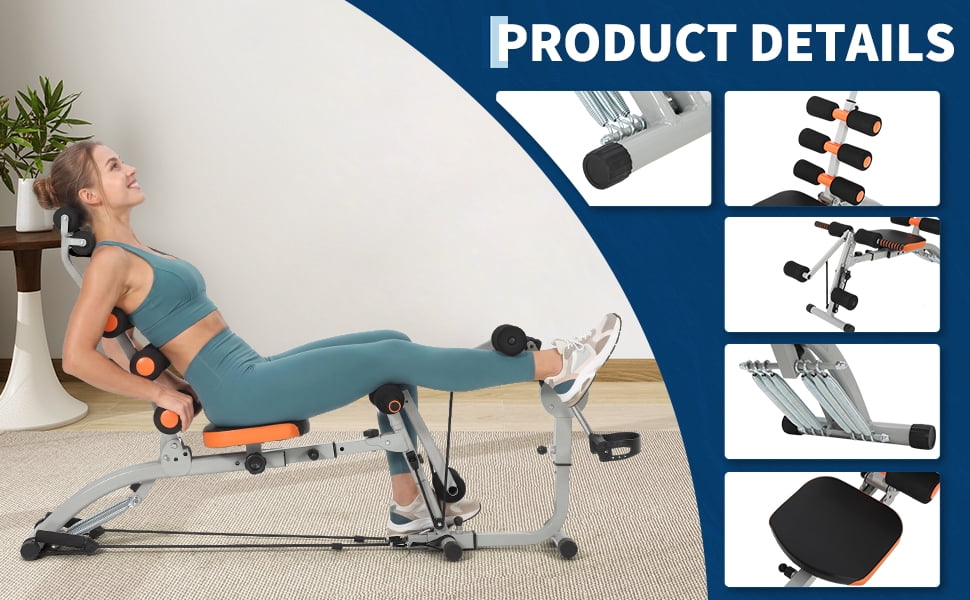 Memoryfield Multifunctional Ab Machine Adjustable Sit Up Bench, Foldable Core Workout Bench with Ergonomic Back Support for Abdominal & Full Body Strength Training