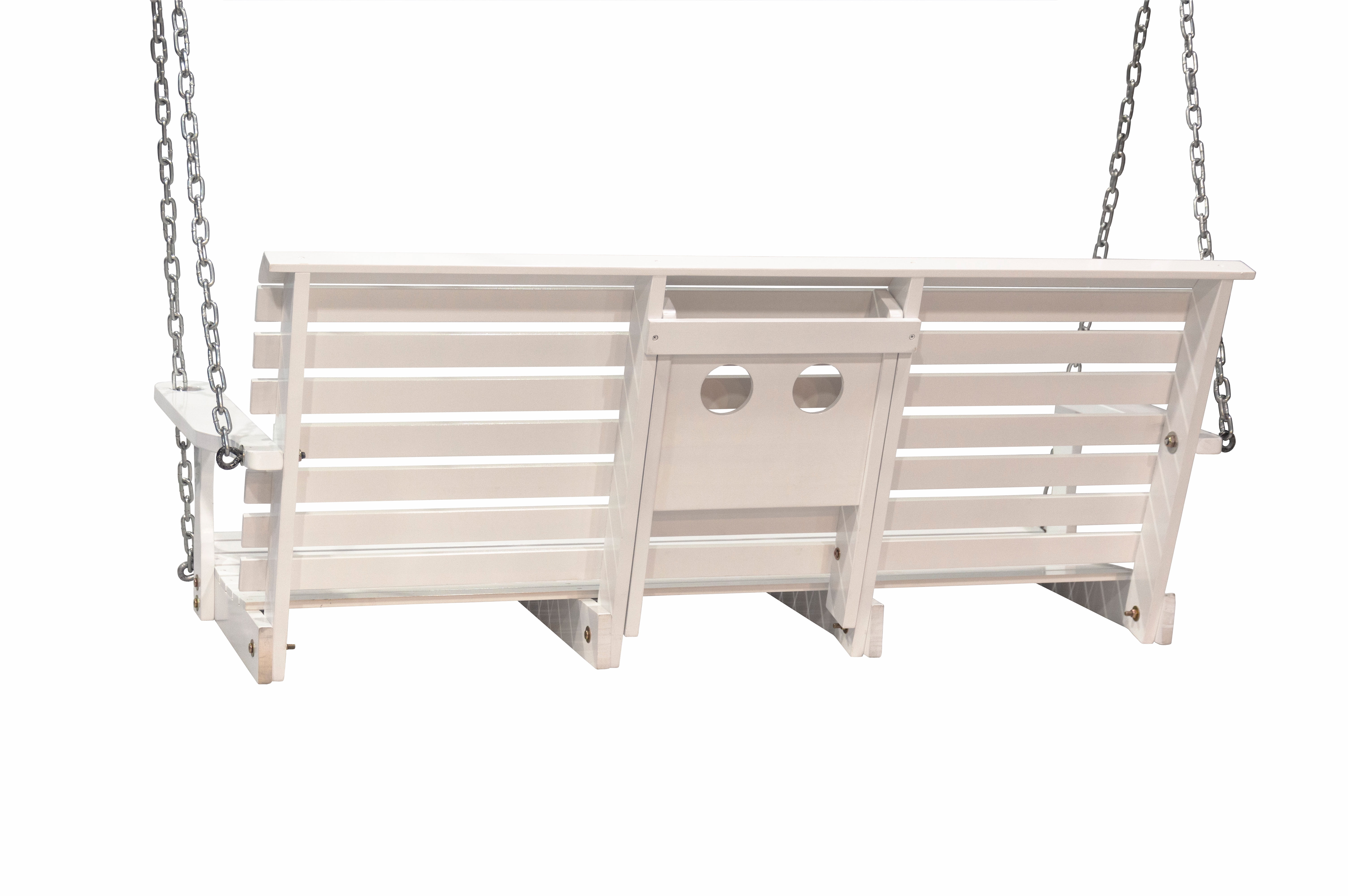 Outdoor Patio Garden Furniture 3-Person Hanging Wood Porch Swing, Weather Resistant Finish-White