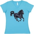 thumbnail image 3 of Inktastic Beautiful Galloping Black Horse Women's V-Neck T-Shirt, 3 of 5