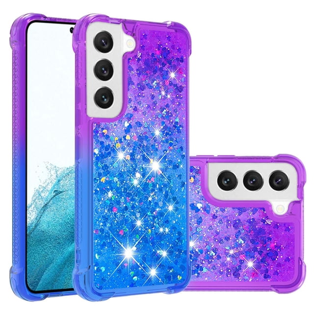 Funda para Samsung Galaxy S22 5G Transparente con Brillos Carcasa Protectora Antigolpes con Glitter Brillante