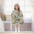 thumbnail image 6 of Wearable Blanket Hoodie for Kids Squirrel Pine Cone Flannel Hooded Blanket with Pockets and Sleeves Suitable for Boys and Girls, 6 of 7