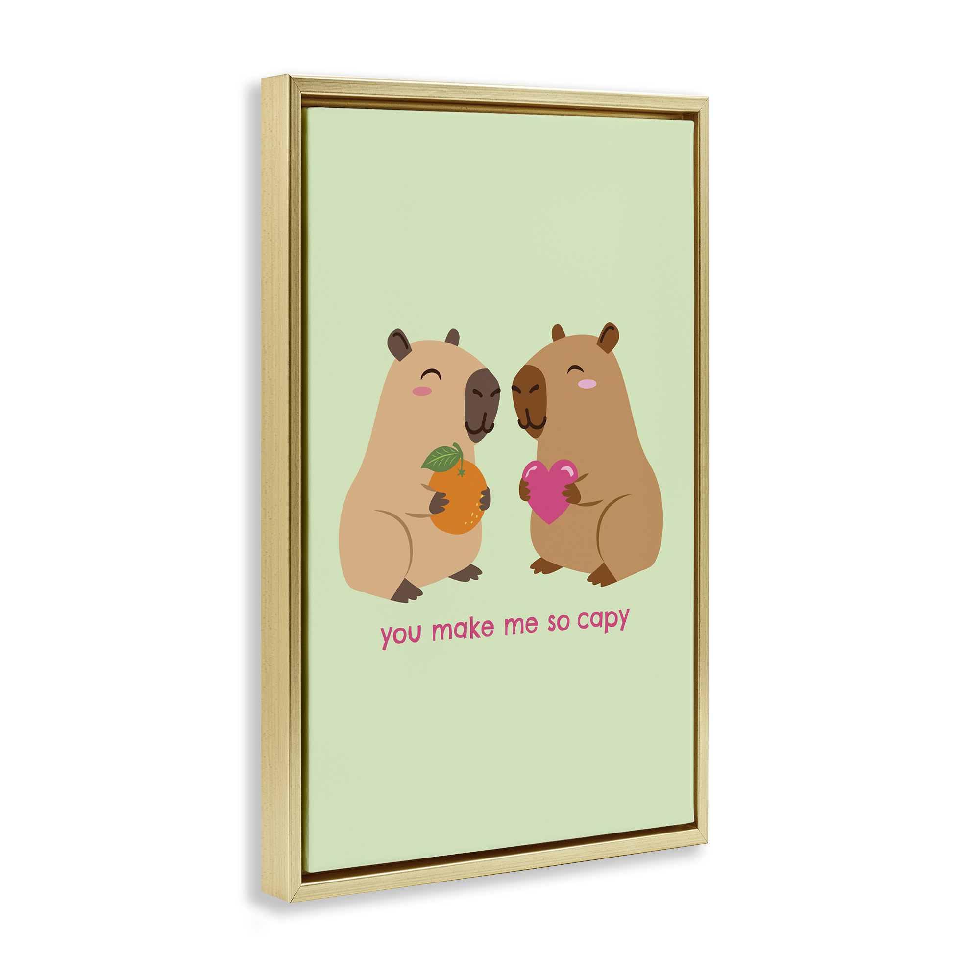 You Make Me So Capy Gold Framed Floater Canvas Wall Art, design by Emily Dumas