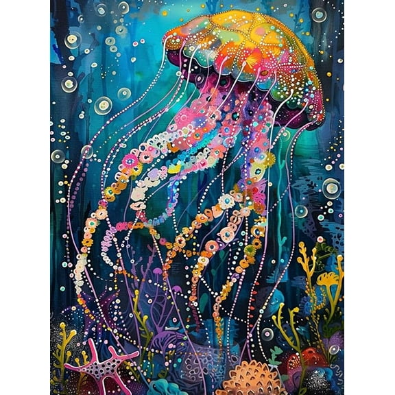 500 Piece Jigsaw Puzzles For Adults Ocean'S Opus The Majestic Jellyfish Coral Reef Firework Jellyfishes  Undersea Scene Funny Wall Art Gift