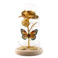 thumbnail image 1 of LED Color Gold Rose Flower Hollow Butterfly Log Bottom Glass Cover Simulation Valentine's Day Gift Decoration Ornaments, 1 of 1