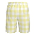 thumbnail image 6 of Wukai Lemon Yellow Checkboard Print Beach Trunks with Compression Liner Swimsuit Quick Dry Beach Sports Shorts with Pocket-X-Large, 6 of 8