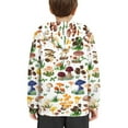 thumbnail image 4 of Xoenoiee Hooded Sweatshirt with Front Kangaroo Pocket for Kids Long Sleeve Hoodies Pullover Playwear for Boys Girls Workout Travel, Mushroom Grass Pattern, M, 4 of 7