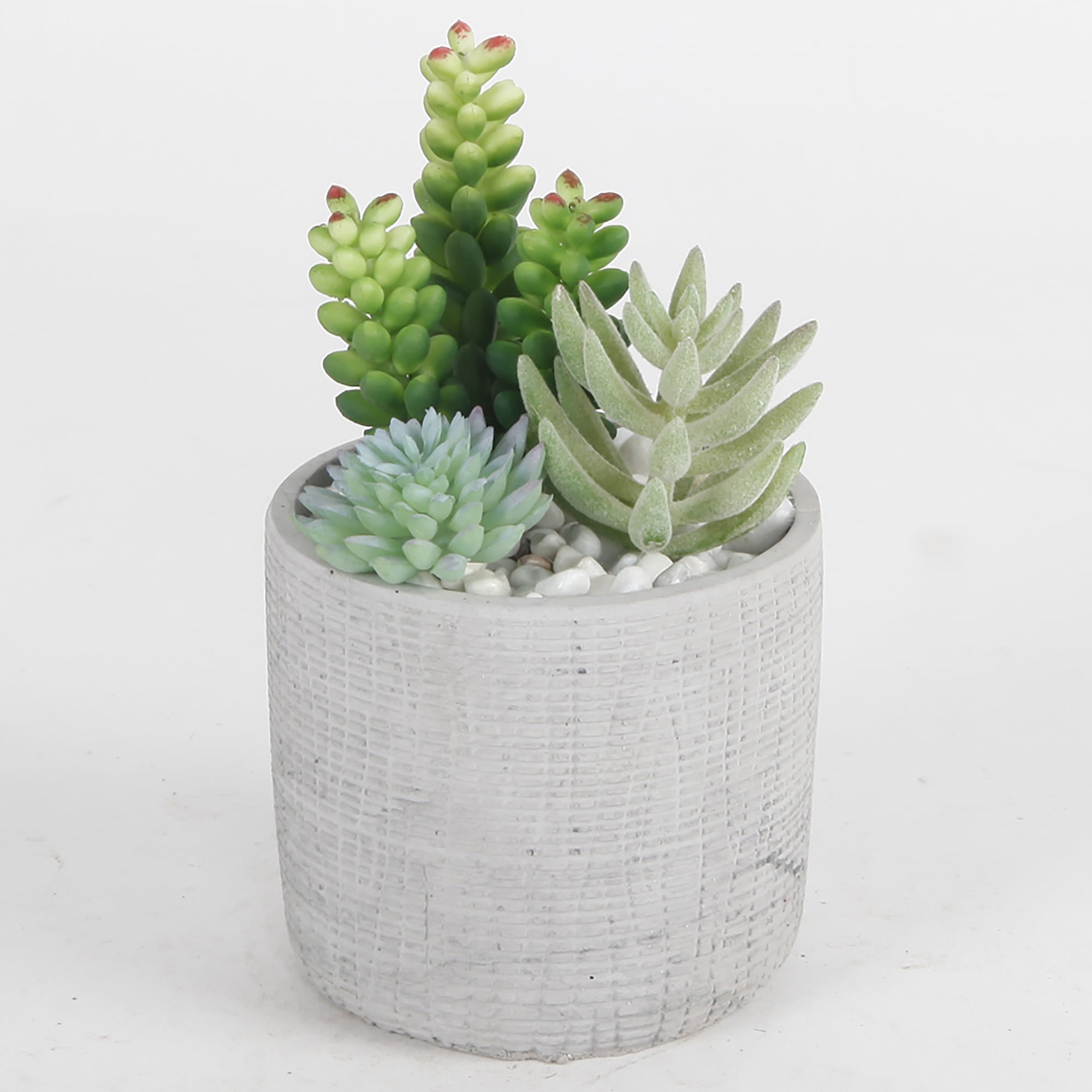 Faux Succulents in Cement Pot