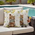 thumbnail image 4 of Summer Outdoor Pillow Covers Pack of 2 Three Cute Cats with Lemons Fruit Leaves Linen Texture Waterproof Throw Pillow Covers Decorative Cushion Cases for Patio Garden Tent Balcony Couch 16x16 inch, 4 of 9
