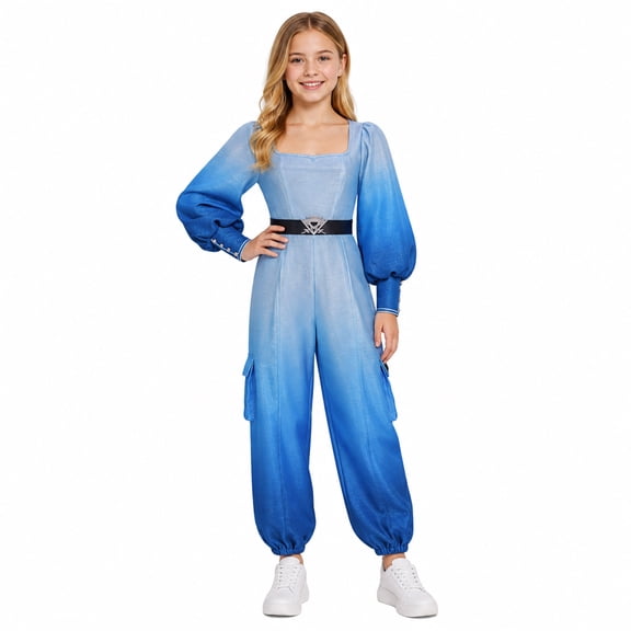 Blue Jumpsuits Halloween Costumes, Rise of Red Cosplay Costume, Puff Long Sleeve Onesie, Movie Princess Character Halloween Cosplay, 110