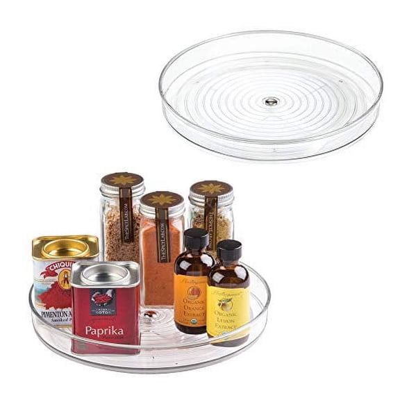 iDesign, Lazy Susan Plastic Turntable 2-Pack Kitchen Organizer, Clear,