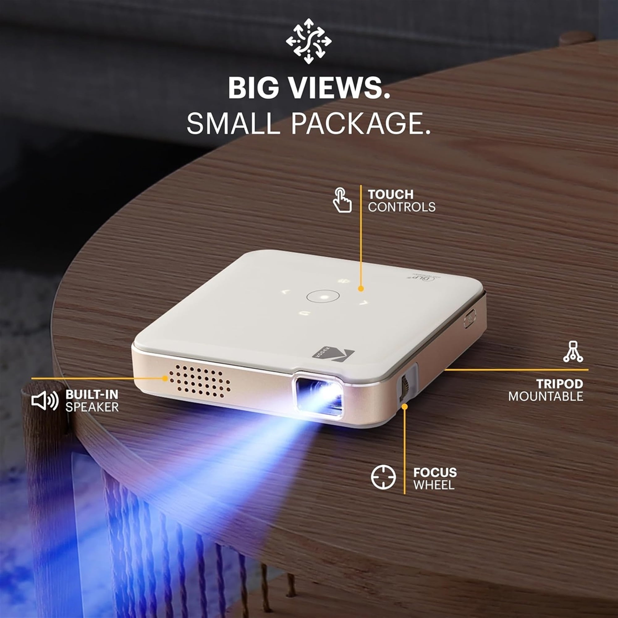Kodak Luma 150 Pico Projector, Rechargeable Ultra Mini Projector w/60" Screen, Tripod & Case (White)