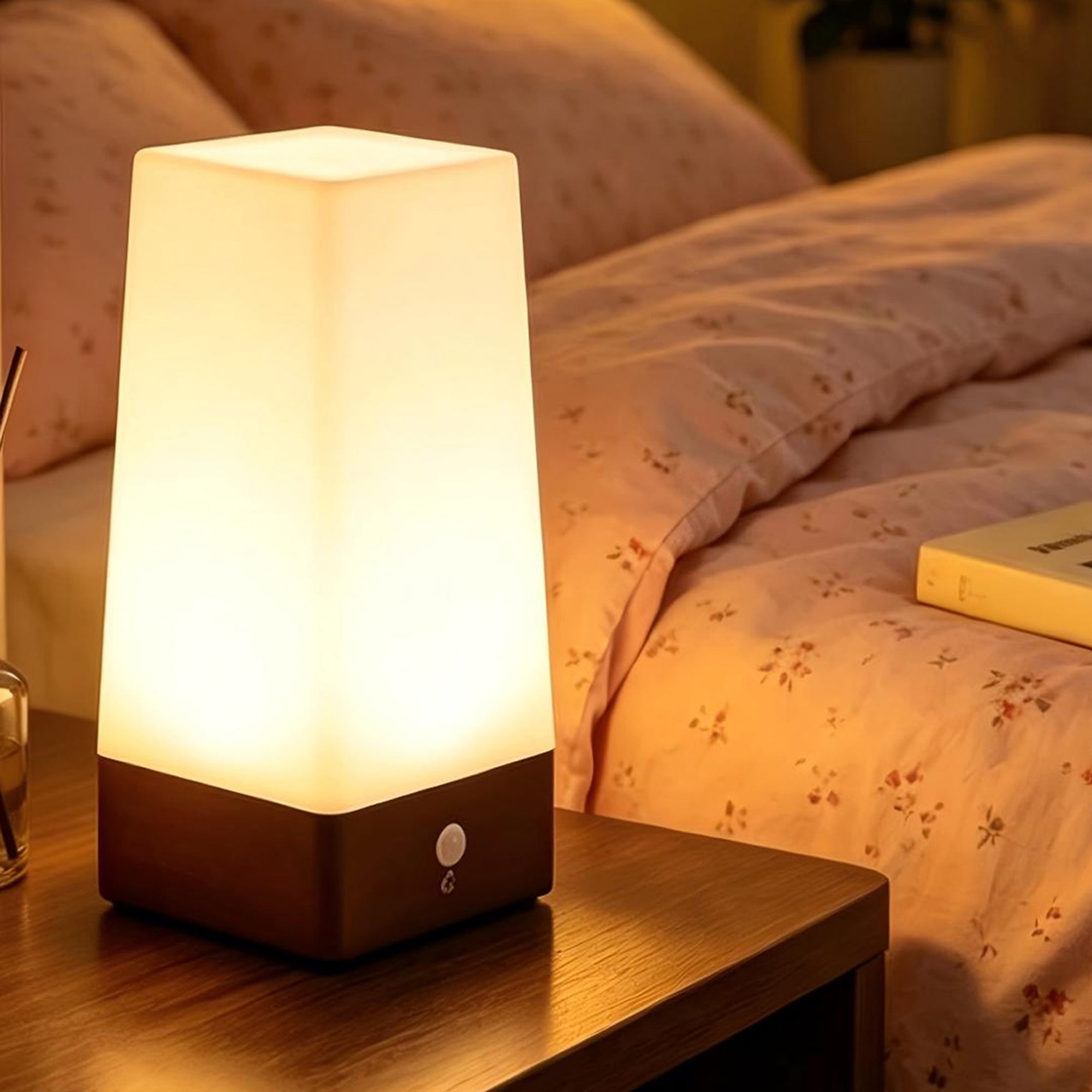 2pack Square motion sensor table lamp bedside lamp use 3AAA battery(not included)
