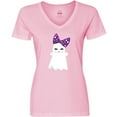 thumbnail image 3 of Inktastic Little Ghost, Cute Ghost, Ribbon, Halloween Women's V-Neck T-Shirt, 3 of 5