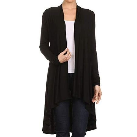 Red Sea Bamboo Ring - ReneeC. Women's Extra Soft Natural Bamboo Long Open Front Cardigan (S - 5XL) - Made in USA