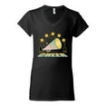thumbnail image 2 of Wild Bobby All Star Cheerleading Megaphone Girl Sports Women Standard V-Neck Tee, Black, Small, 2 of 5