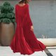 thumbnail image 4 of Vestido de otoño con dobladillo asimétrico Vestido holgado de gran tamaño para mujer Traje de vacaciones de línea A, 4 of 8