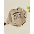 thumbnail image 4 of BemeyourBBs Its Alright To Be Little Bitty Baby Outfit Baby Boy Western Romper Sweatshirt Letter Cowboy Hat Print Long Sleeve Bubble Bodysuit Western Baby Boy Clothes, 4 of 9